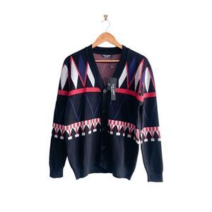 Paul Jones Mens Sweater Cardigan Button Down Tribal Medium